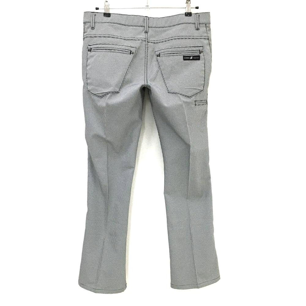 【美品】エドウィンPRESTIGE パンツ 白×黒 千鳥柄 バックロゴ メンズ M ゴルフウェア EDWIN GOLF