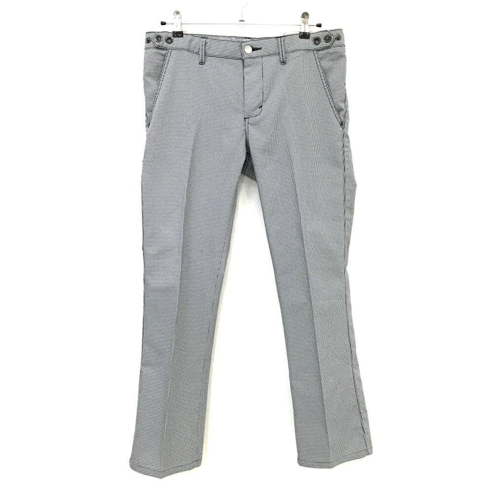 【美品】エドウィンPRESTIGE パンツ 白×黒 千鳥柄 バックロゴ メンズ M ゴルフウェア EDWIN GOLF
