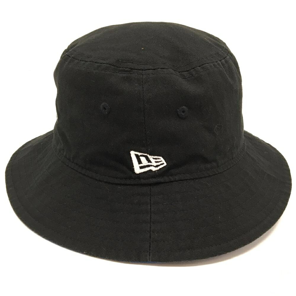 【美品】ニューエラ リバーシブルハット 黒×ブルー ロゴ刺しゅう ゴルフウェア New Era