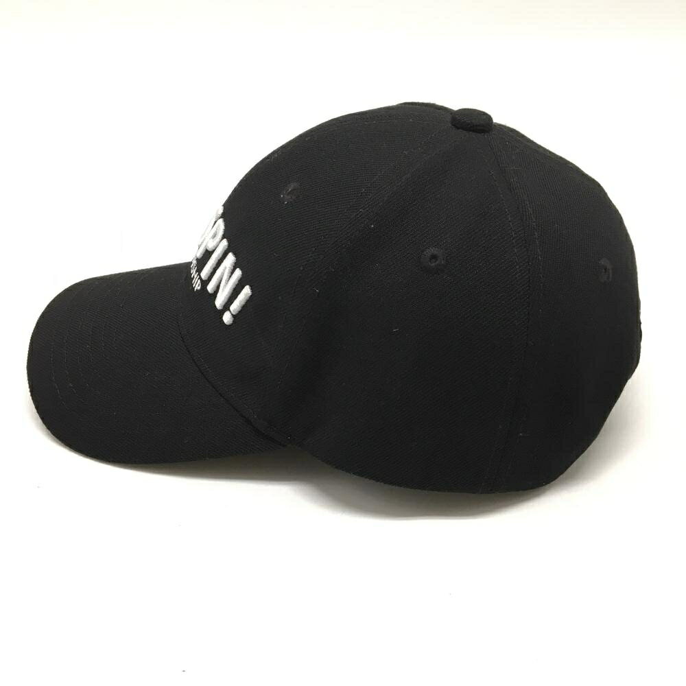 【美品】バックスピン キャップ 黒×白 ロゴ刺しゅう ゴルフウェア BACK SPIN！