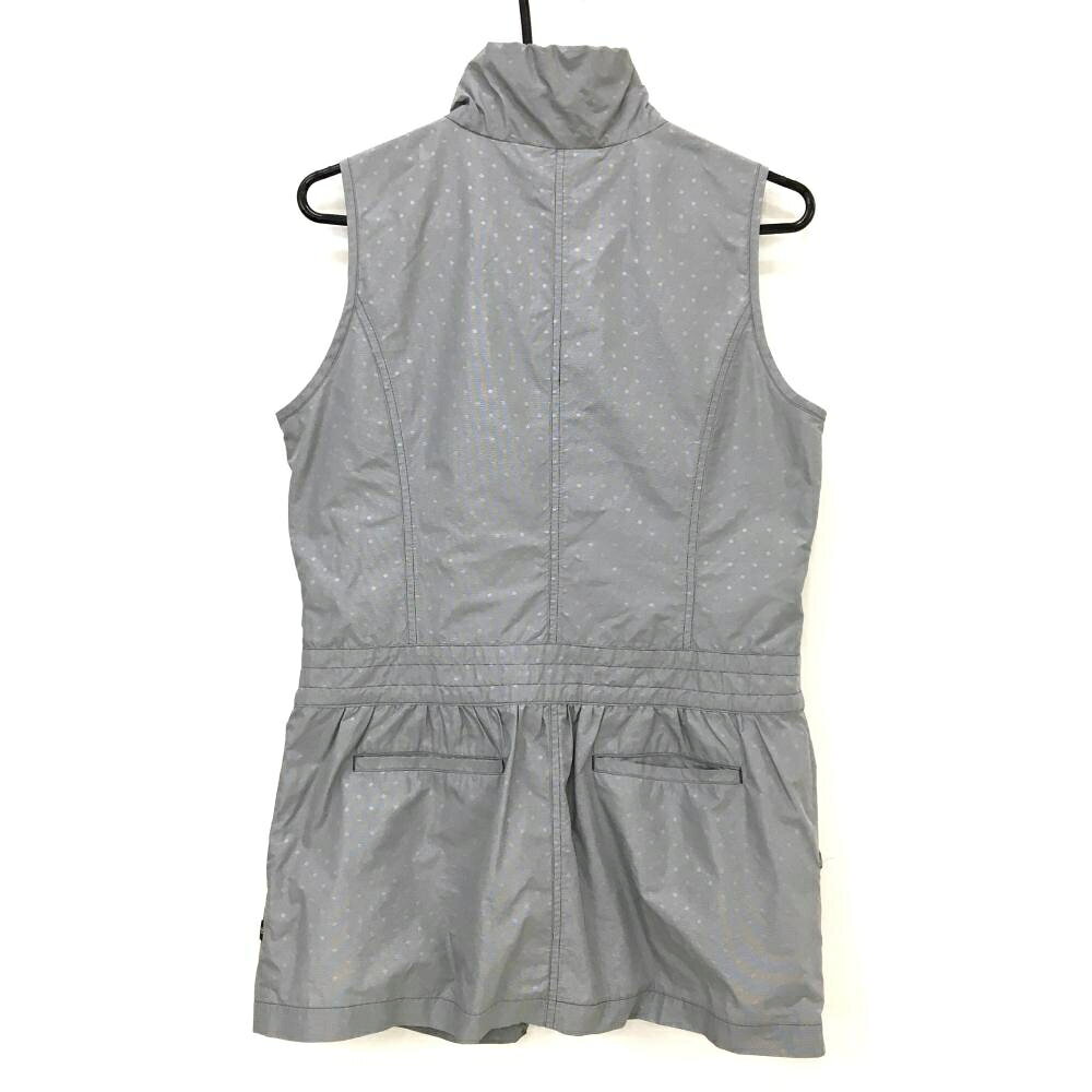 【超美品】マンシングウェア アウターベスト グレー×黒 ドット柄 チュニック丈 レディース M ゴルフウェア Munsingwear