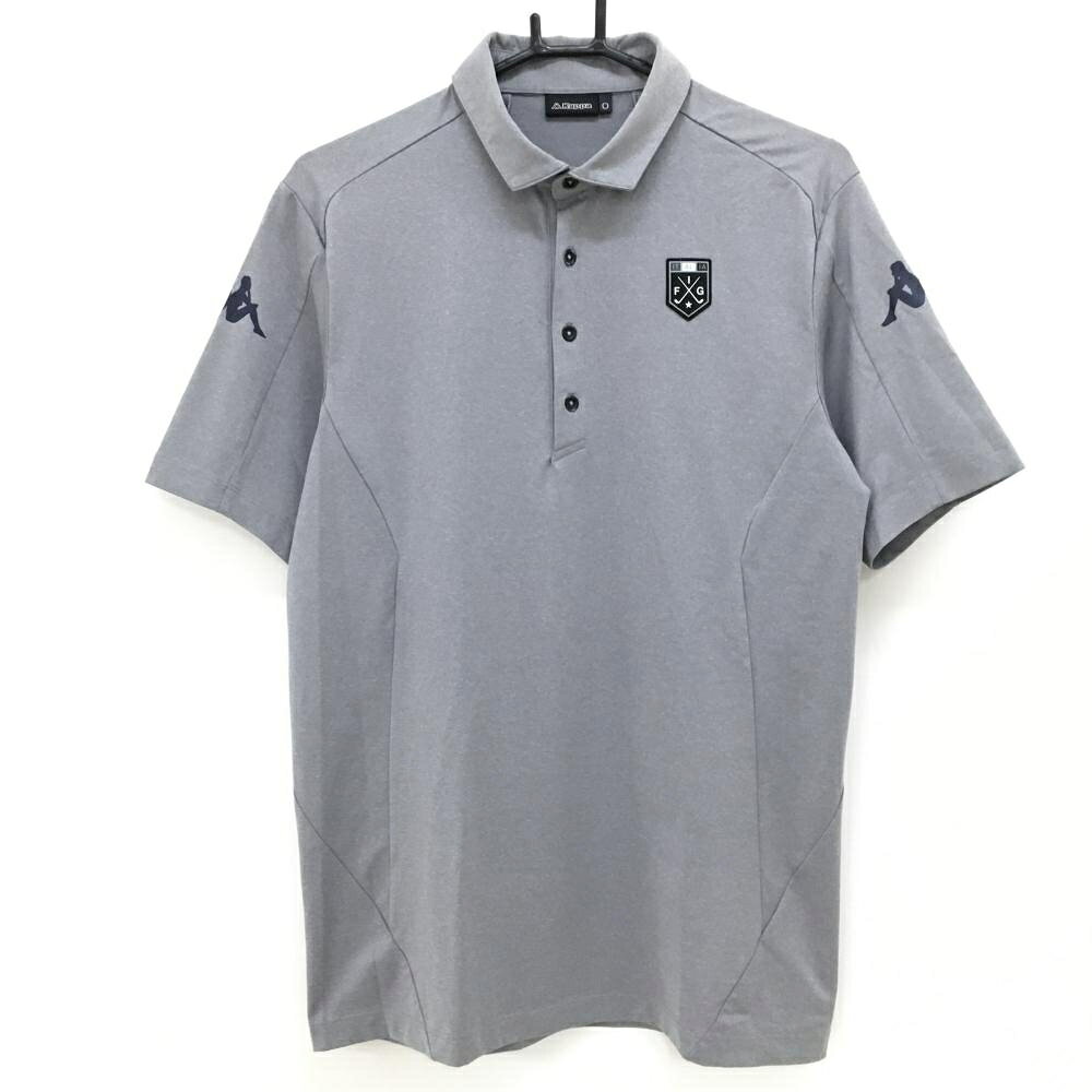 カッパ 半袖ポロシャツ 杢グレー ワッペン黒 ストレッチ メンズ 0(XL) ゴルフウェア Kappa