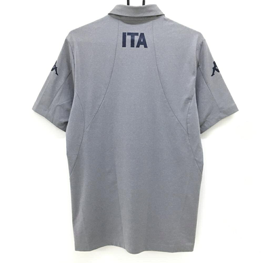 カッパ 半袖ポロシャツ 杢グレー ワッペン黒 ストレッチ メンズ 0(XL) ゴルフウェア Kappa