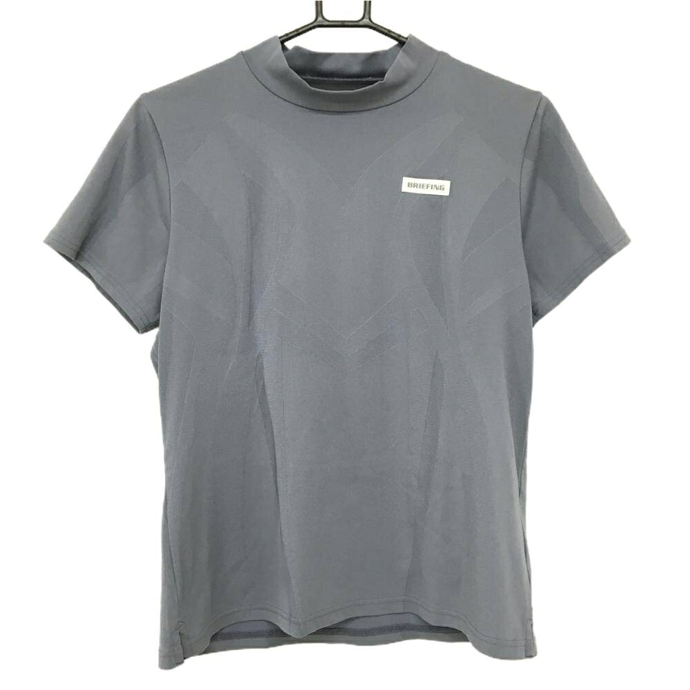 【超美品】ブリーフィング 半袖ハイネックシャツ グレー 一部メッシュ 背面ロゴ レディース M ゴルフウェア BRIEFING