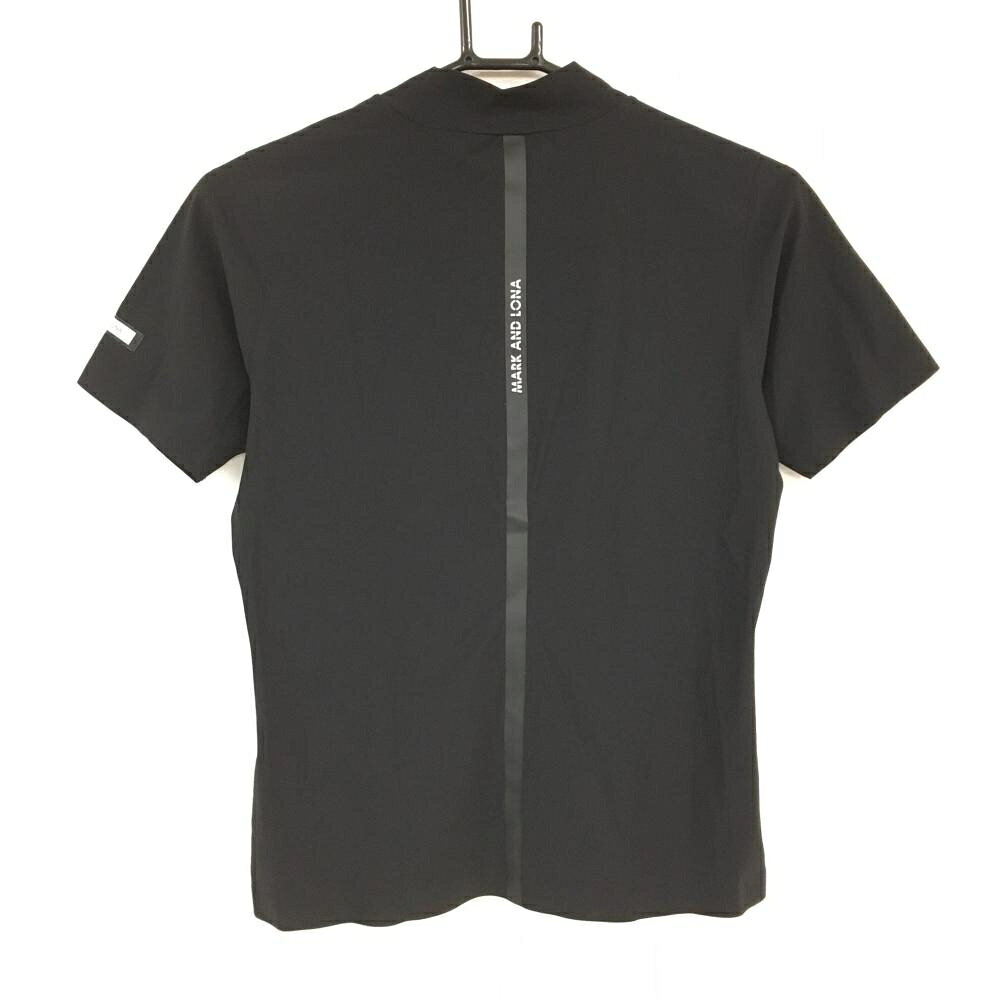 【超美品】マークアンドロナ 半袖ハイネックシャツ 黒 迷彩スカル ナイロン混 レディース 38(M) ゴルフウェア MARK＆LONA