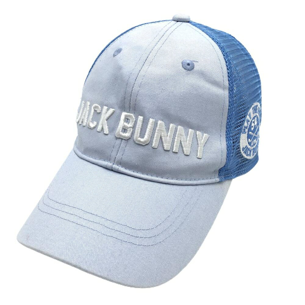 【美品】ジャックバニー メッシュキャップ ライトブルー 立体ロゴ FR ゴルフウェア Jack Bunny