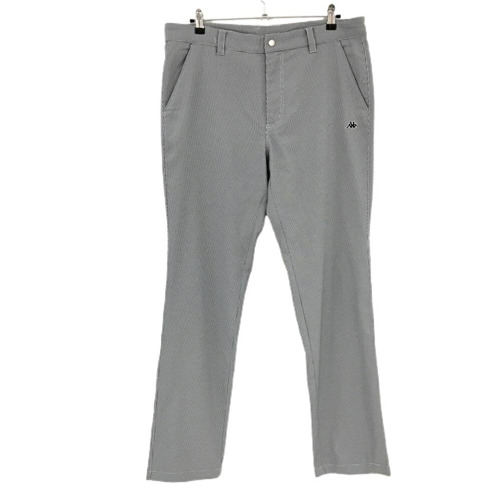 【超美品】カッパ パンツ 黒×白 細目千鳥格子 ロゴ刺しゅう メンズ XXL ゴルフウェア 大きいサイズ Kappa