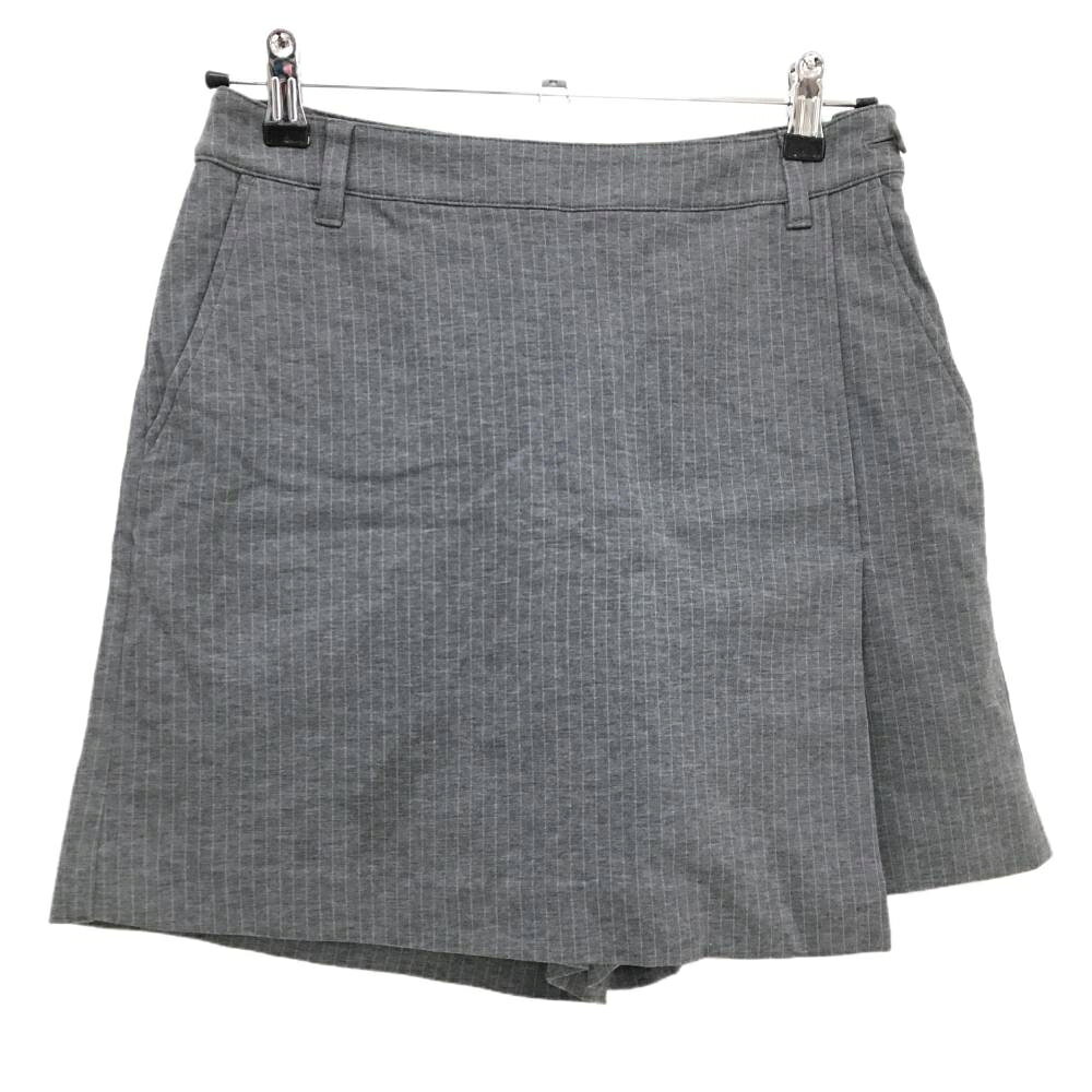 【超美品】ビームスゴルフ キュロットスカート グレー×白 ストライプ コットン混 レディース M ゴルフウェア BEAMS GOLF