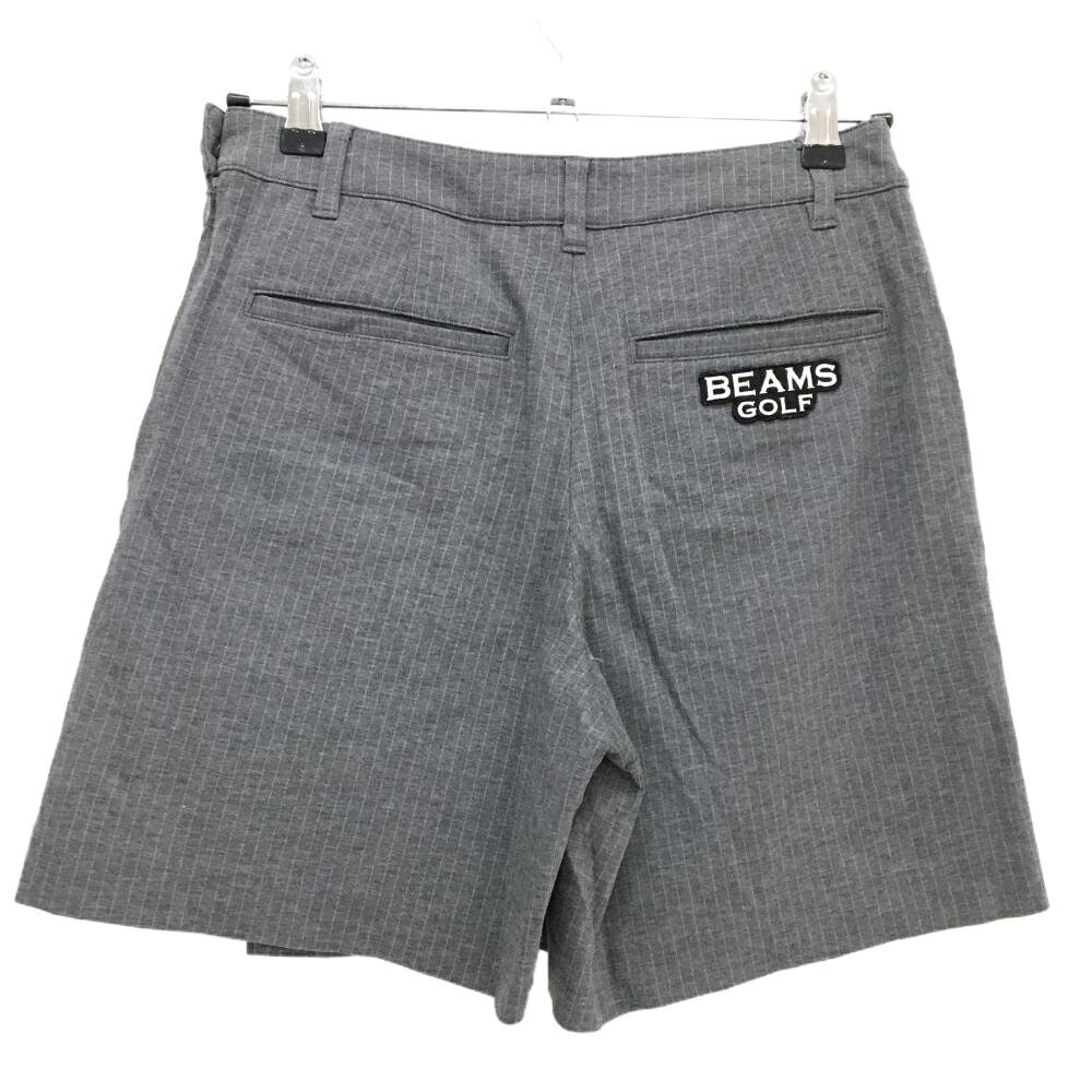 【超美品】ビームスゴルフ キュロットスカート グレー×白 ストライプ コットン混 レディース M ゴルフウェア BEAMS GOLF
