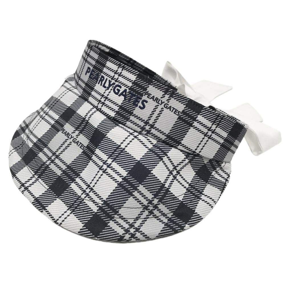 【超美品】パーリーゲイツ つば広サンバイザー オフホワイト×ライトグレー×ネイビ...