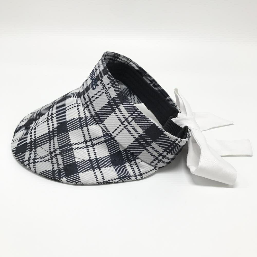 【超美品】パーリーゲイツ つば広サンバイザー オフホワイト×ライトグレー×ネイビ...