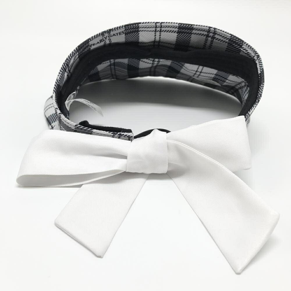 【超美品】パーリーゲイツ つば広サンバイザー オフホワイト×ライトグレー×ネイビ...