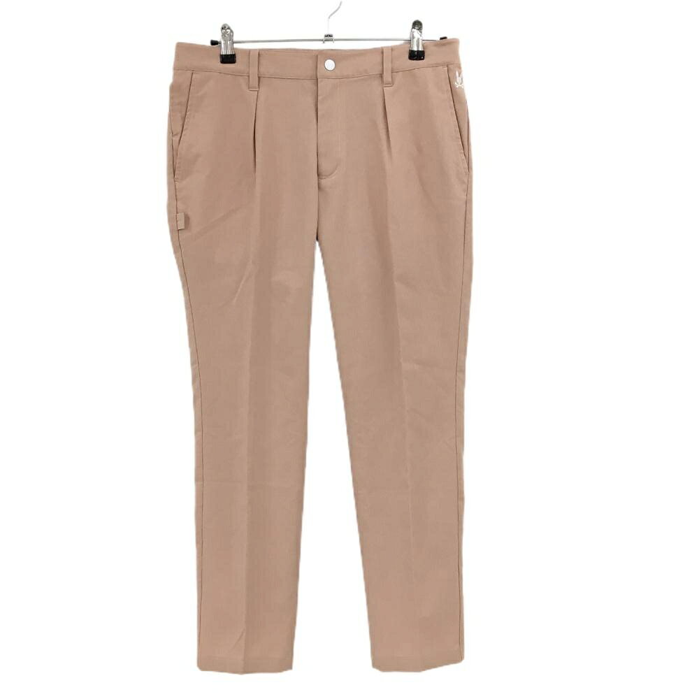 【超美品】サイコバニー パンツ ライトブラウン系 ストライプ地模様 ロゴ刺しゅう白 メンズ L ゴルフウェア Psycho Bunny