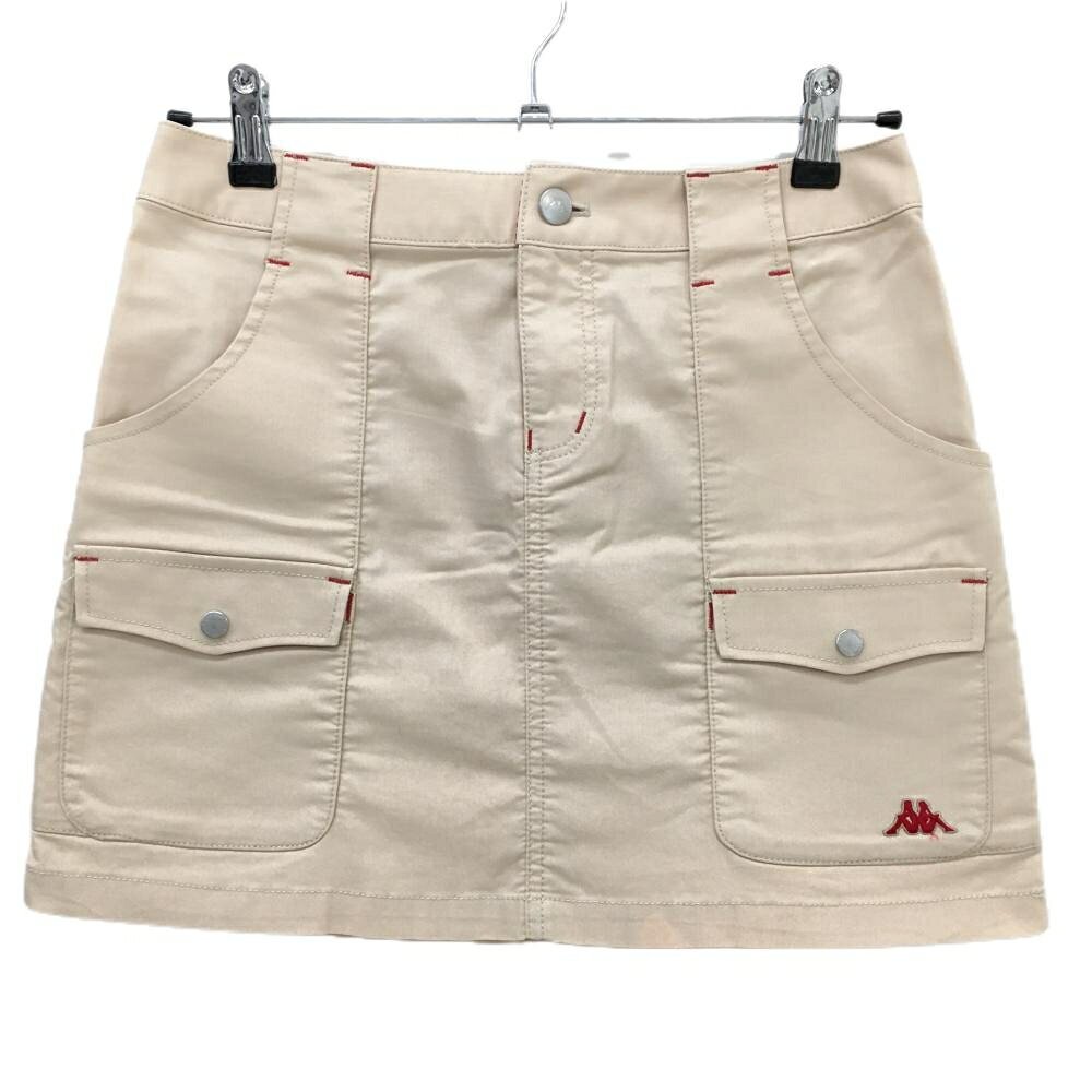 カッパ スカート ベージュ×レッド 裾ロゴ レディース 7 ゴルフウェア Kappa
