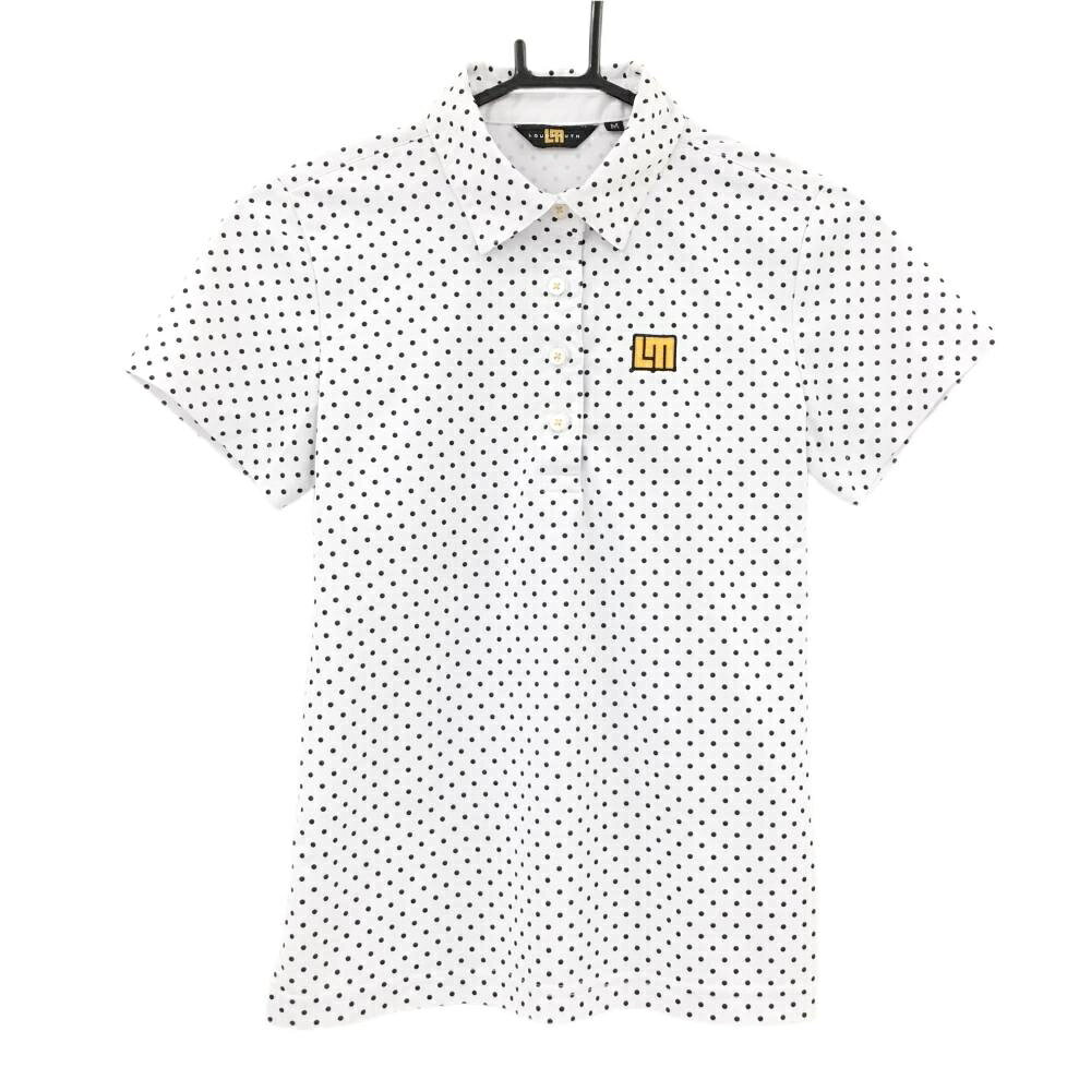 ラウドマウス 半袖ポロシャツ 白×黒 ドット柄 ロゴ刺しゅう レディース M ゴルフウェア LOUDMOUTH