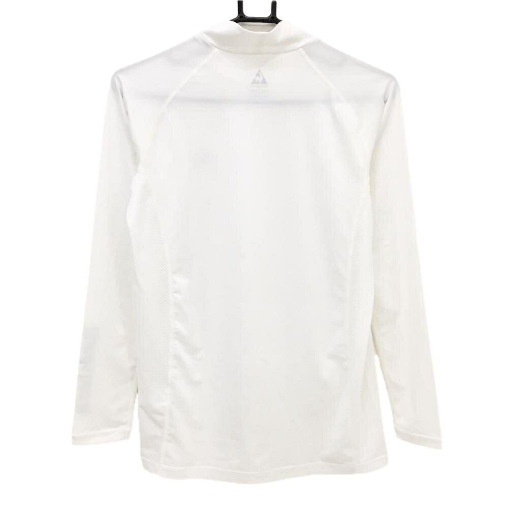 【超美品】ルコックゴルフ ハイネックインナーシャツ 白 一部メッシュ ロゴ黒 メンズ M ゴルフウェア le coq sportif