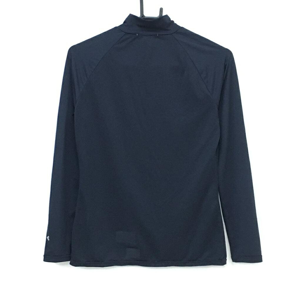【美品】ビバハート ハイネックインナーシャツ ネイビー 身頃メッシュ 袖ロゴ レディース 40(M) ゴルフウェア VIVA HEART