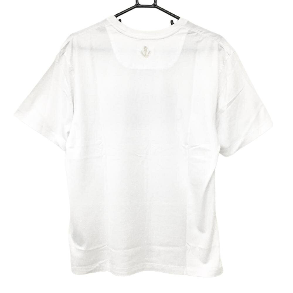 ランバンオンブルー Tシャツ 白×ダークネイビー フロントロゴプリント メンズ 50 ゴルフウェア LANVIN SPORT