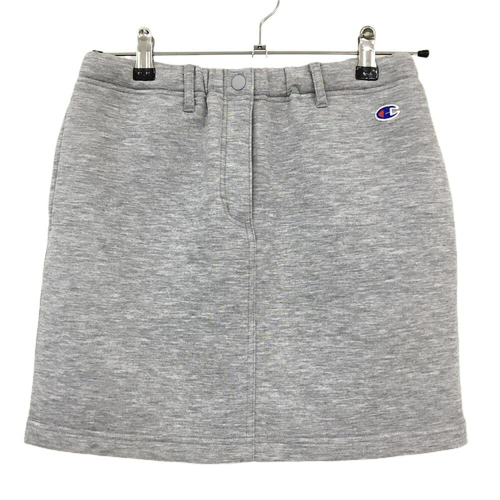 【超美品】チャンピオン スカート 杢グレー ダンボールニット ストレッチ スナップボタン レディース MEDIUM ゴルフウェア Champion