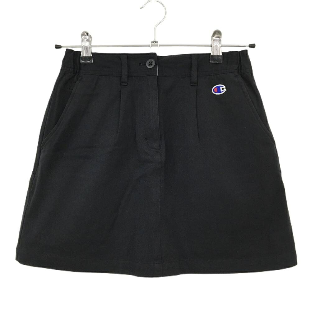【美品】チャンピオン スカート 黒 ストレッチ ウエスト一部ゴム レディース SMALL ゴルフウェア Champion