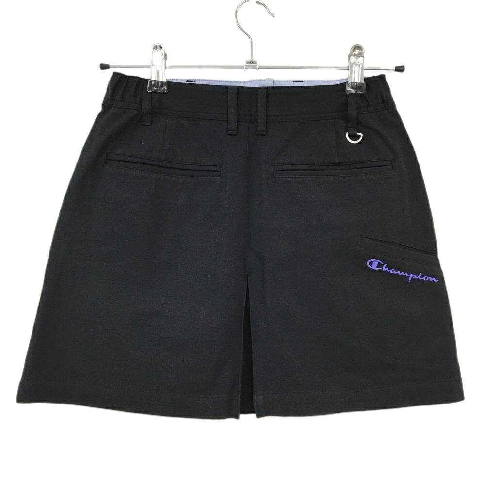 【美品】チャンピオン スカート 黒 ストレッチ ウエスト一部ゴム レディース SMALL ゴルフウェア Champion
