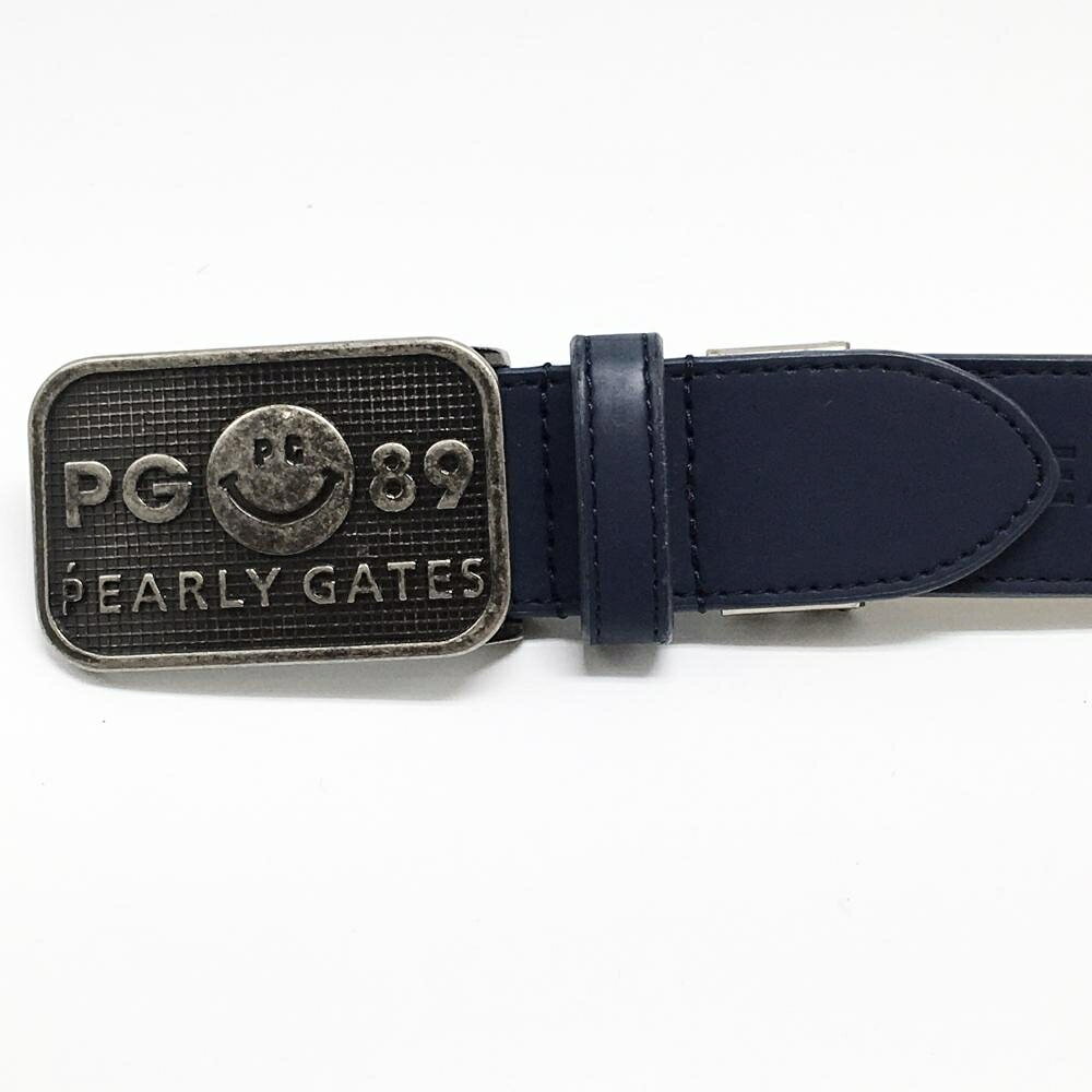 【美品】パーリーゲイツ トップ式ベルト ネイビー ニコちゃん スマイル レディース ゴルフウェア PEARLY GATES
