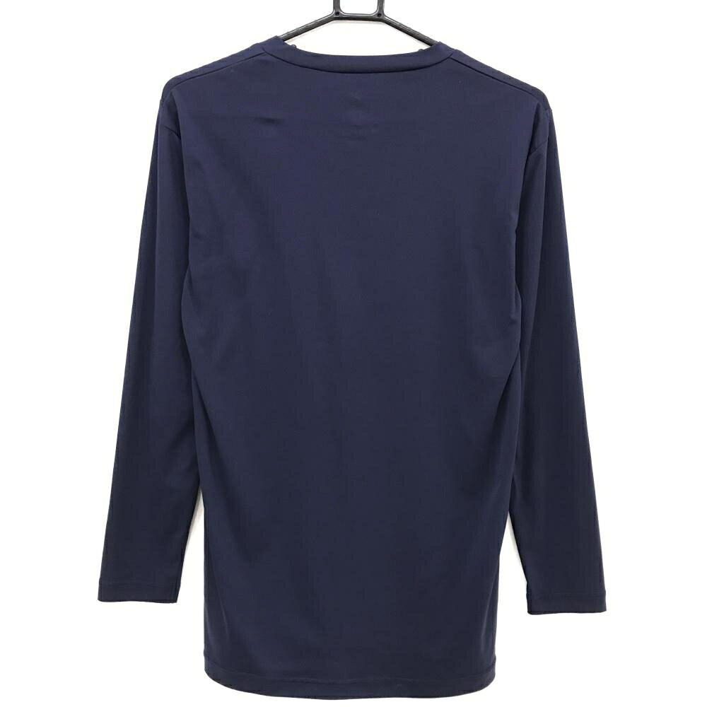 【超美品】ルコックゴルフ インナーシャツ ネイビー ストレッチ 袖ロゴ Vネック メンズ L ゴルフウェア le coq sportif