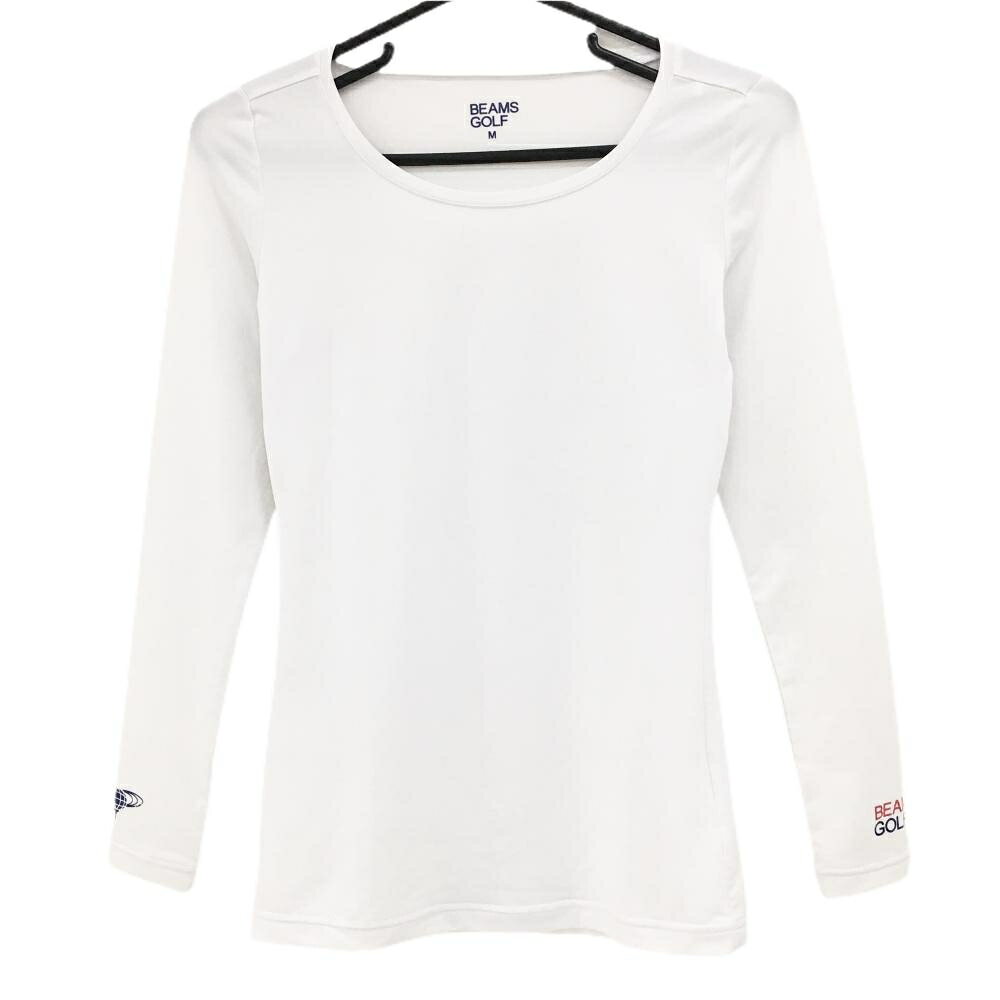 【超美品】ビームスゴルフ インナーシャツ 白 ロゴプリント レディース M ゴルフウェア BEAMS GOLF