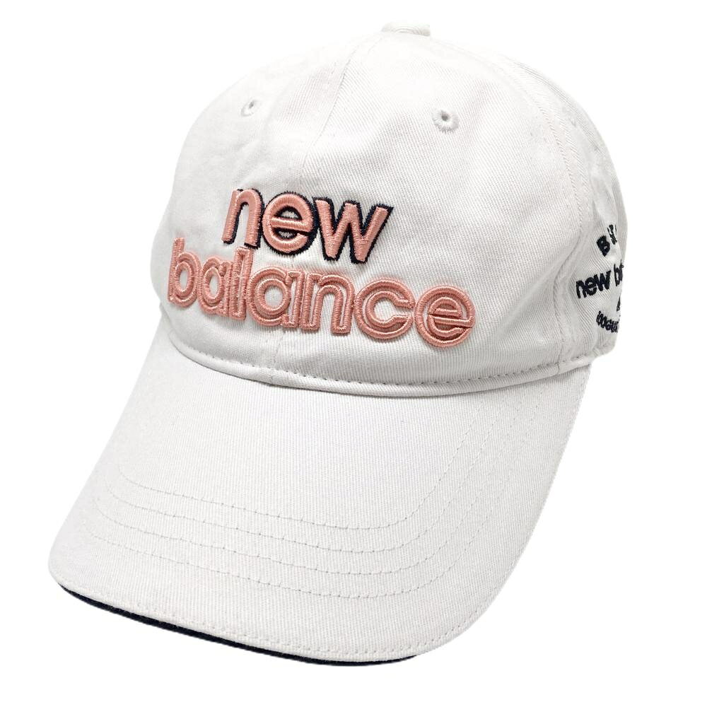【美品】ニューバランスゴルフ キャップ 白×ピンク ロゴ刺しゅう FR ゴルフウェア New Balance