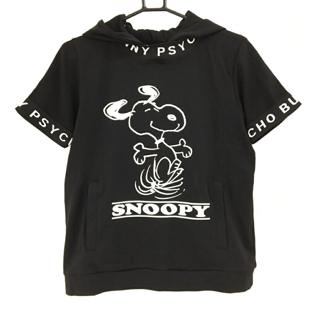 サイコバニー×Peanuts 半袖パーカー 黒×白 スヌーピー コラボ レディース 1 ゴルフウェア Psycho Bunny