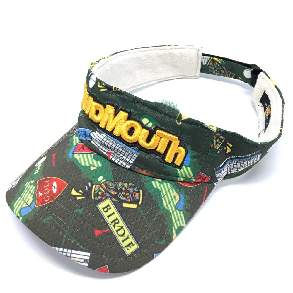 ラウドマウス サンバイザー グリーン 総柄 スウィルカンバーン 立体ロゴ刺しゅう ゴルフウェア LOUDMOUTH