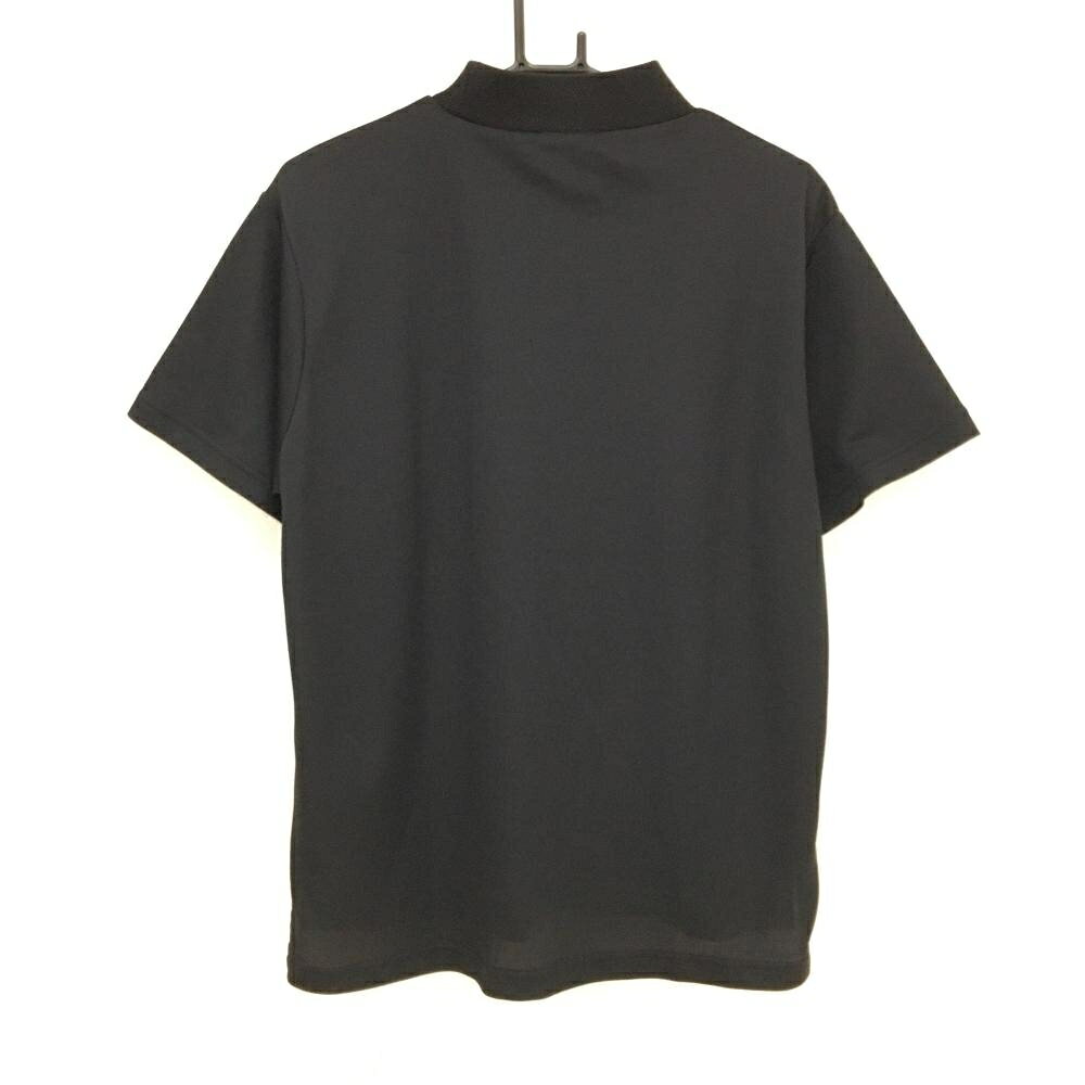 【超美品】チャンピオン 半袖ハイネックシャツ 黒 ワッペン ネック異素材 メンズ LARGE ゴルフウェア Champion