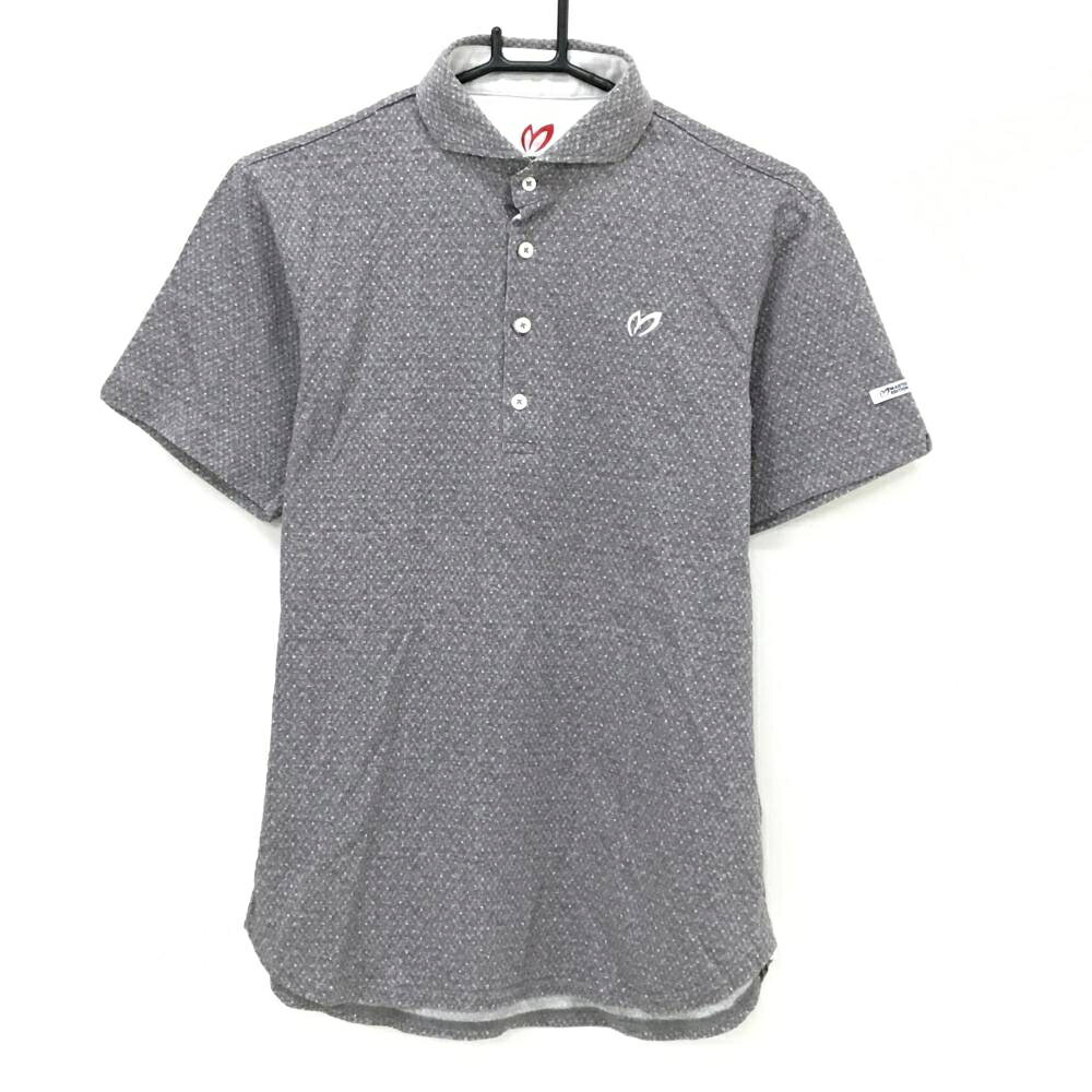 【25%OFFクーポン配布中！9/14まで】【美品】マスターバニー 半袖ポロシャツ 杢グレー系×白 総柄 ドット調 胸ロゴ メンズ 4(M) ゴルフウェア MASTER BUNNY EDITION