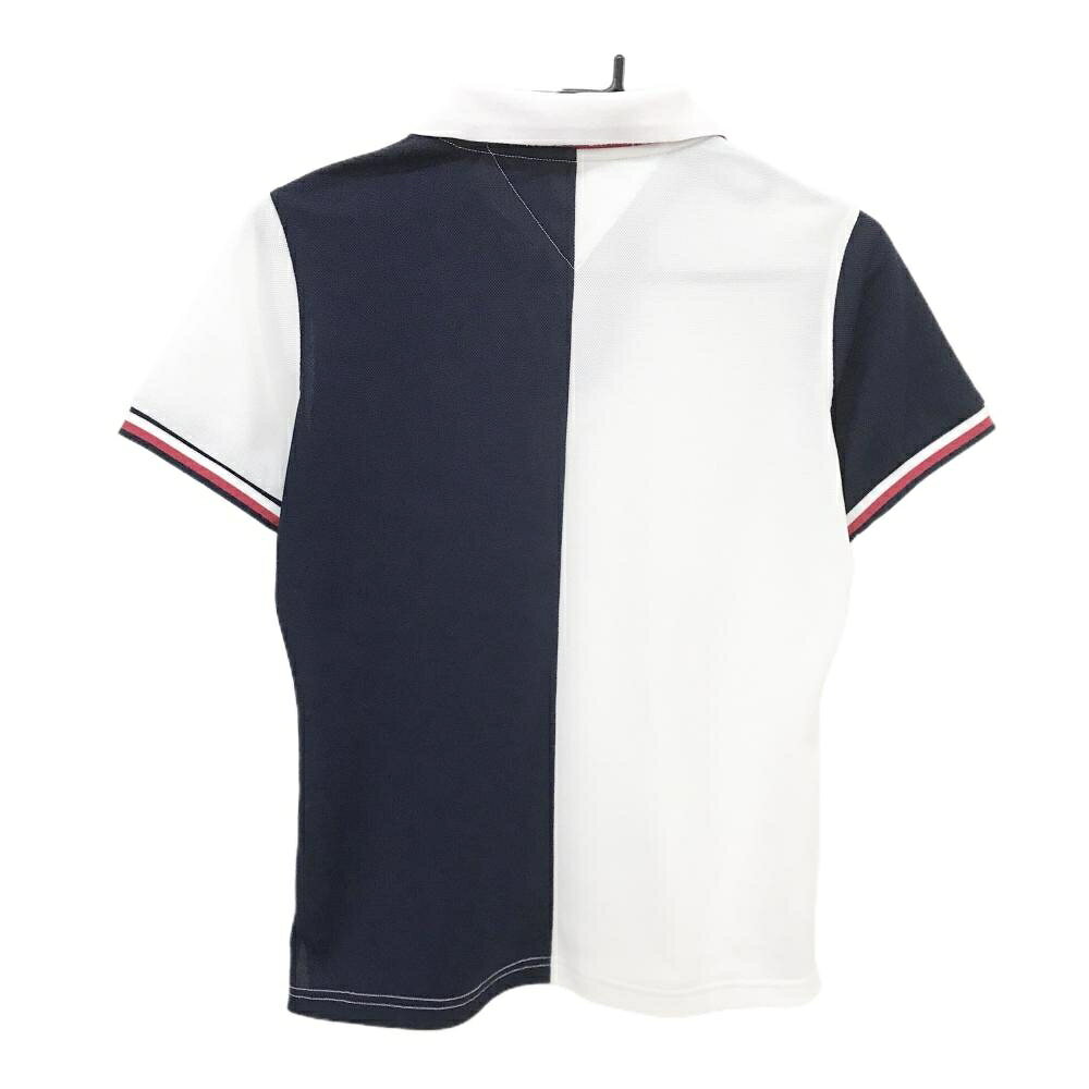 【美品】トミーヒルフィガー スキッパー半袖シャツ ネイビー×白 レディース L ゴルフウェア Tommy Hilfiger Golf