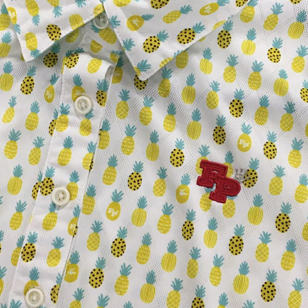 レオナード 楽天市場店の【美品】フェアリーパウダー 半袖ポロシャツ 白×イエロー系×ブルーグリーン系 レディース 3(L) ゴルフウェア FAIRY POWDER｜アングル3