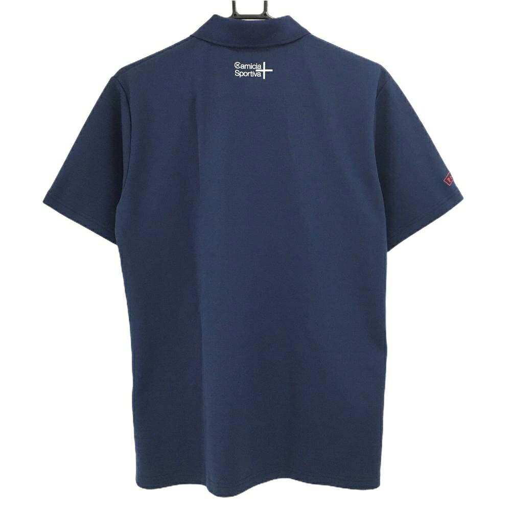 【美品】カミ―チャスポルティーバプラス 半袖ポロシャツ ネイビー×白 フロントロゴ メンズ 50 ゴルフウェア Camicia Sportiva +