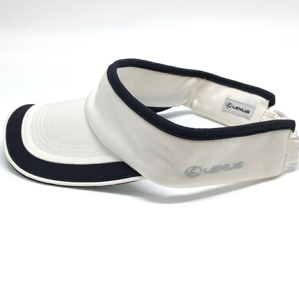 【超美品】ミズノ×レクサス サンバイザー アイボリー×ネイビー サイドロゴ ゴルフウェア MIZUNO