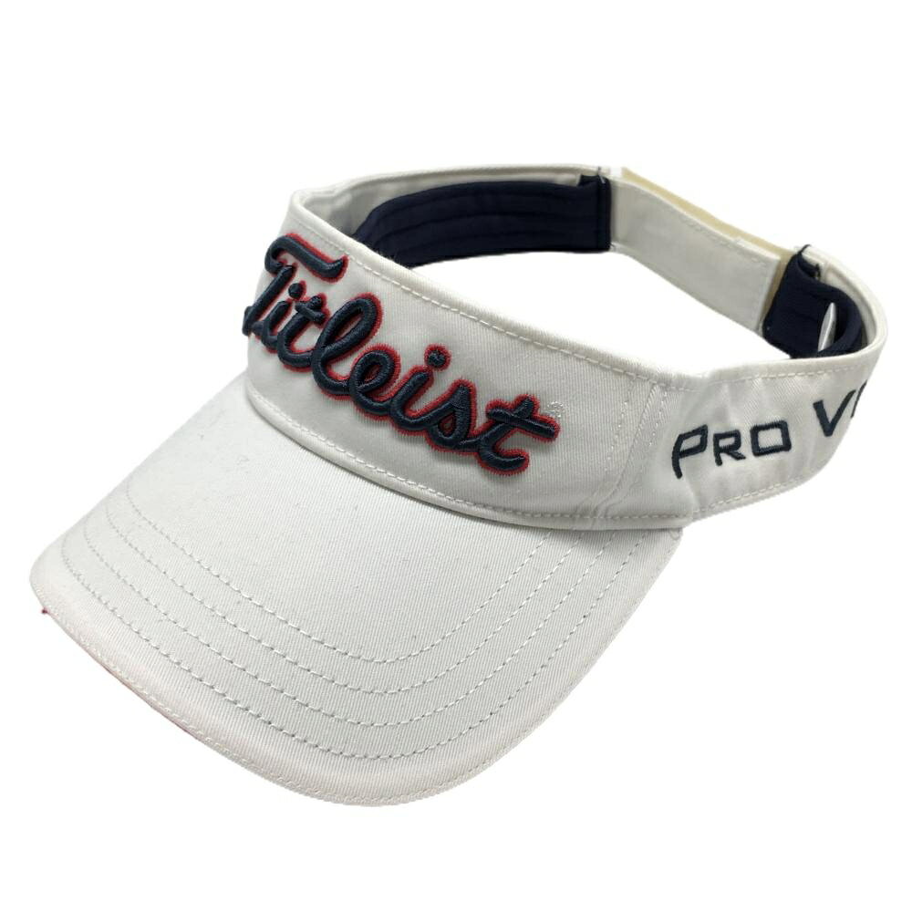 【美品】タイトリスト×フットジョイ サンバイザー 白×ネイビー ロゴ刺しゅう ゴルフウェア TITLEIST