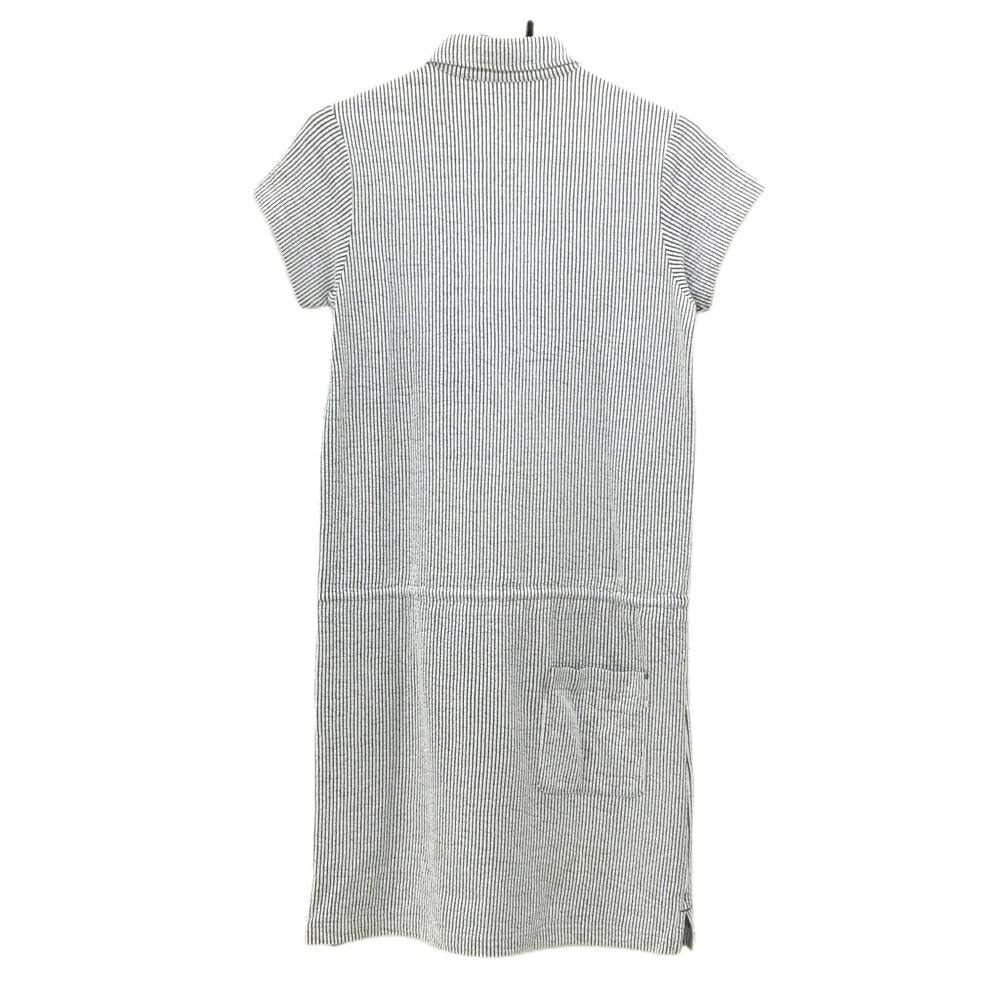 チャンピオン 半袖ポロワンピース 白×グレー ストライプ ストレッチ ボタンダウン レディース MEDIUM ゴルフウェア Champion
