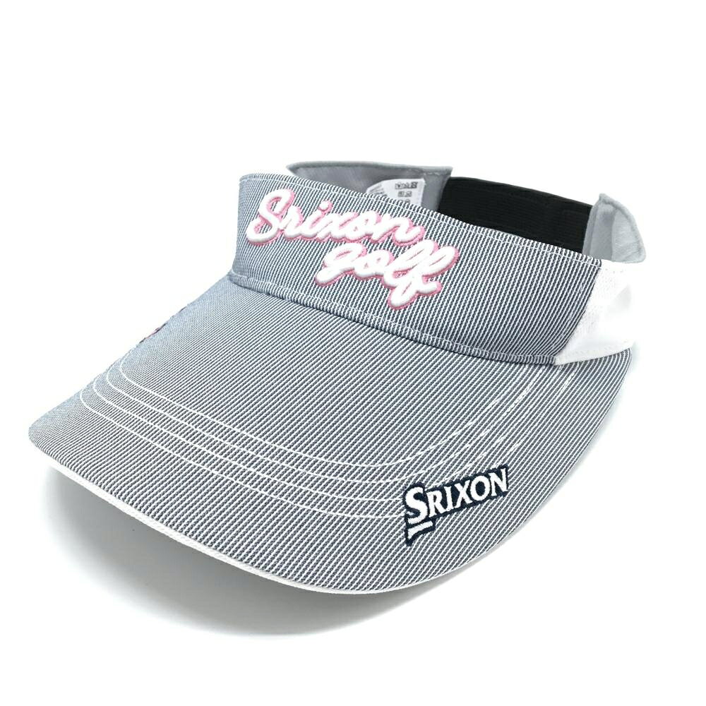 【超美品】スリクソン サンバイザー 白×ネイビー フロントストライプ レディース フリーサイズ（54-58cm） ゴルフウェア SRIXON