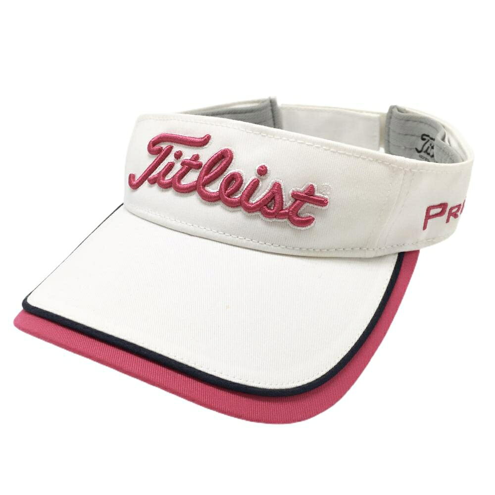 タイトリスト サンバイザー 白×ピンク 立体ロゴ フットジョイ レディスフリー(55-57cm) ゴルフウェア TITLEIST