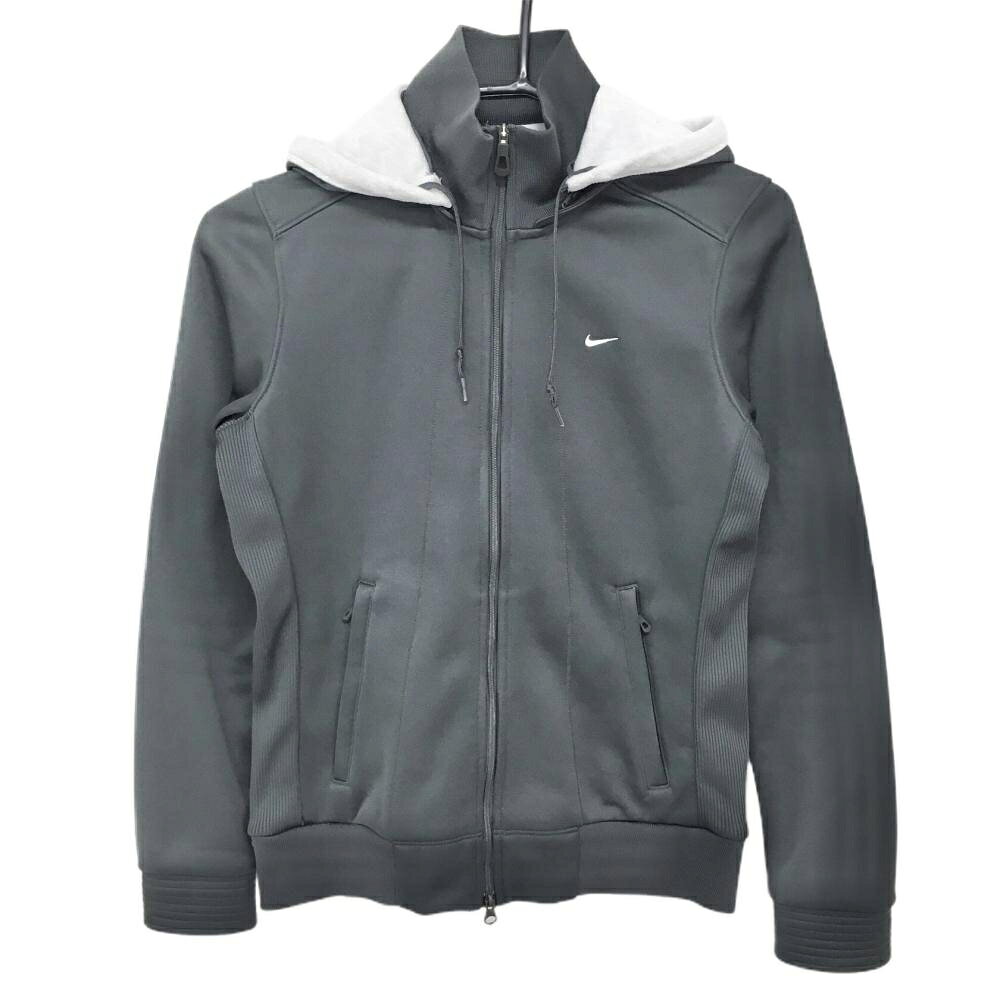 【美品】ナイキゴルフ パーカー ダークグレー 裏フリース フード着脱可 ブルゾン レディース S ゴルフウェア NIKE