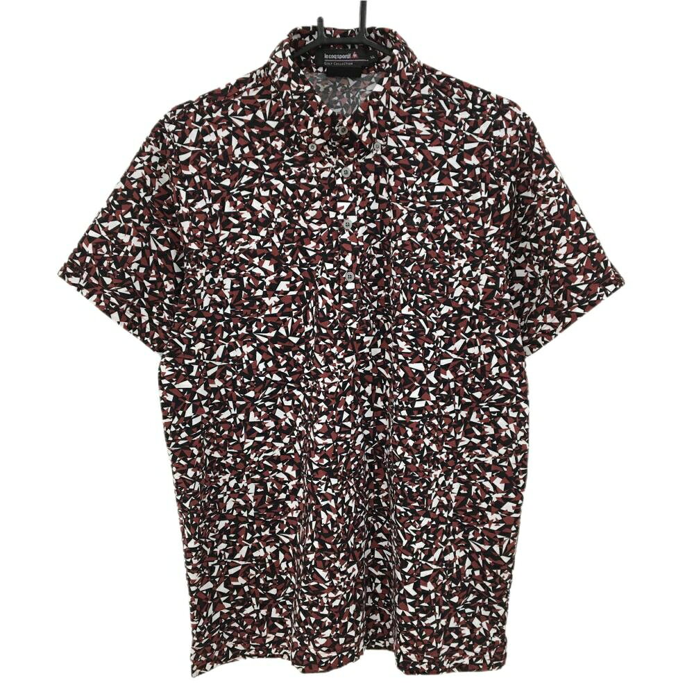 【超美品】ルコックゴルフ 半袖ポロシャツ レッド×黒 総柄 ボタンダウン メンズ LL...