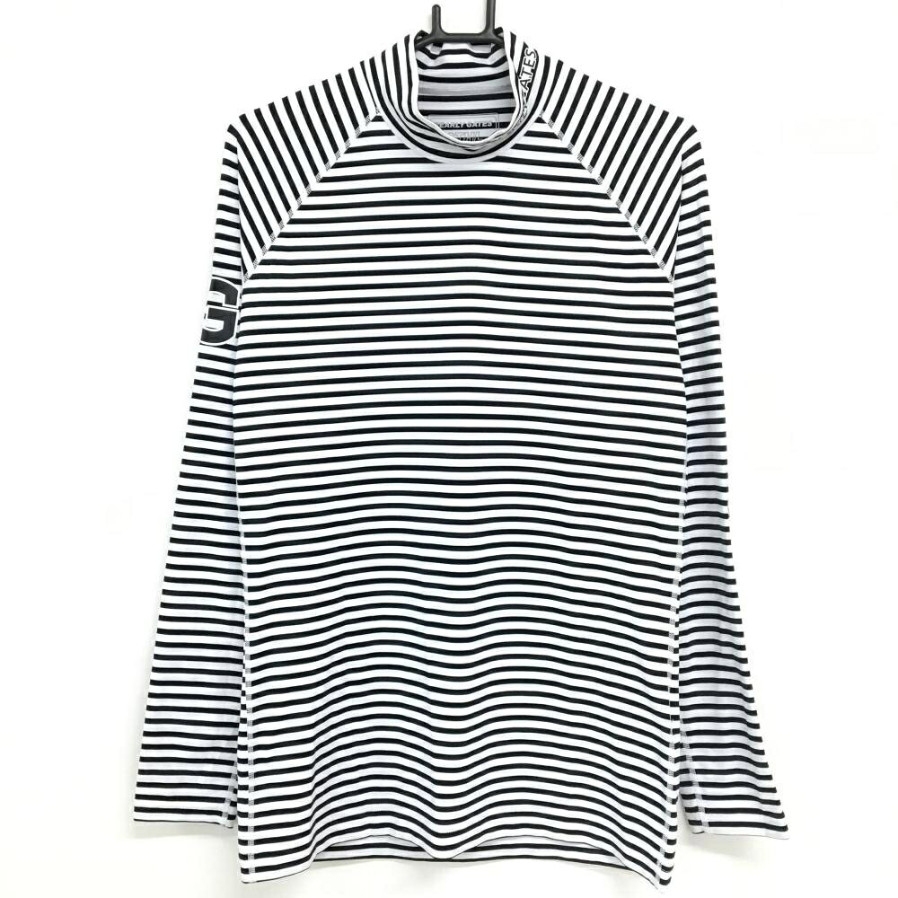 【超美品】パーリーゲイツ ハイネックインナーシャツ 白×ダークネイビー ボーダー ストレッチ メンズ 5(L) ゴルフウェア PEARLY GATES