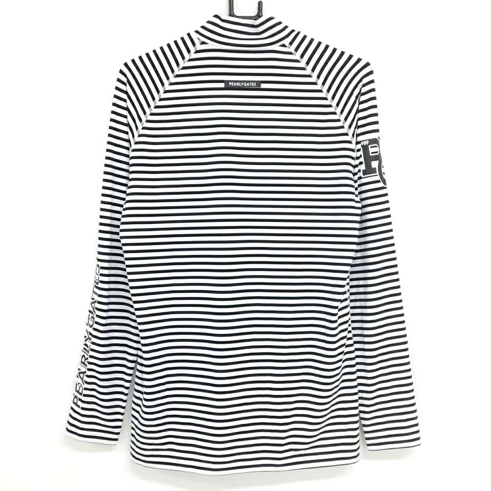 【超美品】パーリーゲイツ ハイネックインナーシャツ 白×ダークネイビー ボーダー ストレッチ メンズ 5(L) ゴルフウェア PEARLY GATES
