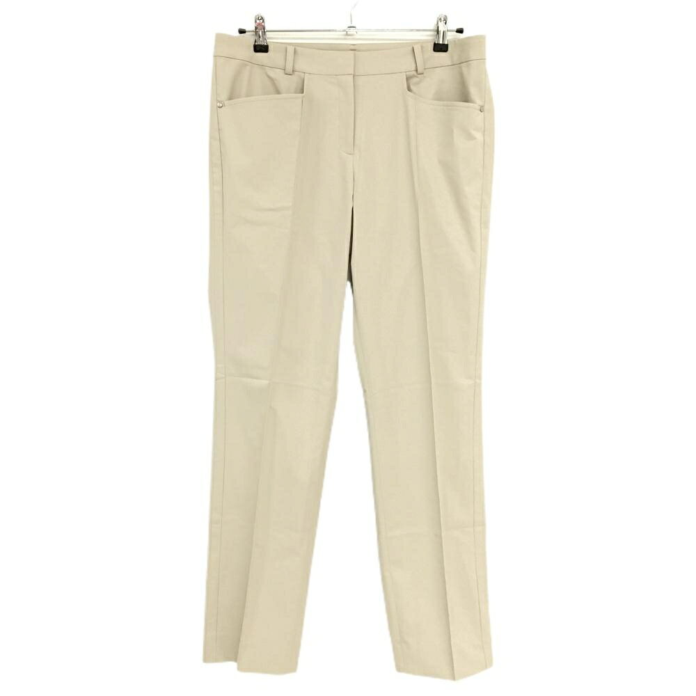 【美品】ランバンスポール パンツ ベージュ ウエスト後ろロゴ ストレッチ レディース 44(XXL) ゴルフウェア LANVIN SPORT