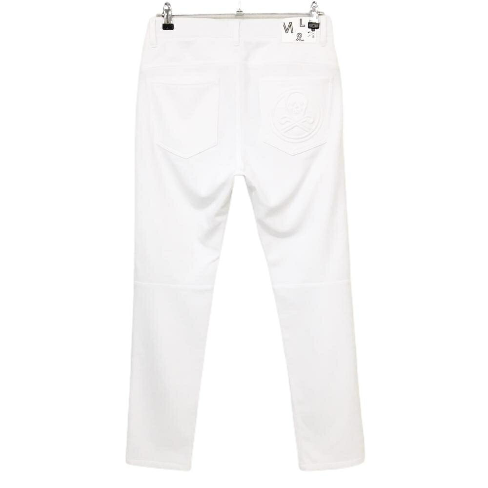 【超美品】マークアンドロナ パンツ 白 立体ロゴ 凹凸生地 ストレッチ メンズ 46(M) ゴルフウェア MARK＆LONA