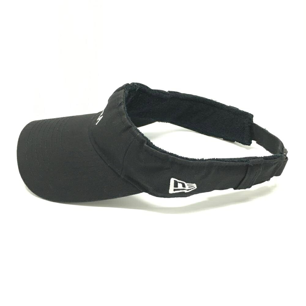 【美品】ニューエラ サンバイザー 黒 ロゴ白 ゴルフウェア New Era