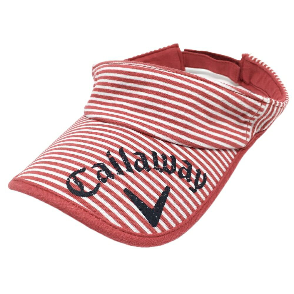 キャロウェイ サンバイザー レッド×白 ボーダー ゴルフウェア Callaway