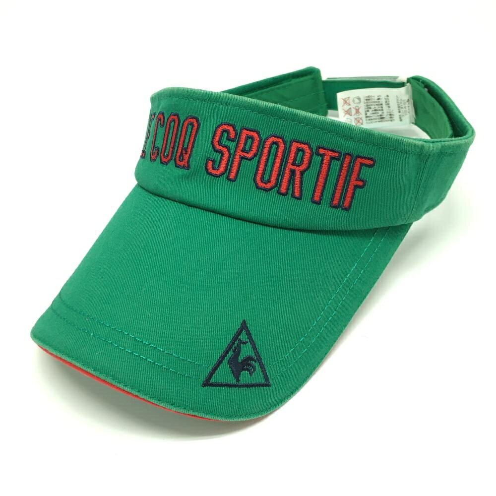 ルコック サンバイザー グリーン×レッド ロゴ刺しゅう F(55cm～57cm) ゴルフウェア le coq sportif